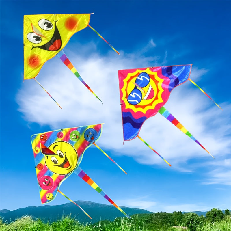 Cerf-volant série Sunshine 90 cm, motif joyeux, tissu résistant, idéal pour cadeaux entre amis, parcs, plages et sports aériens en plein air
