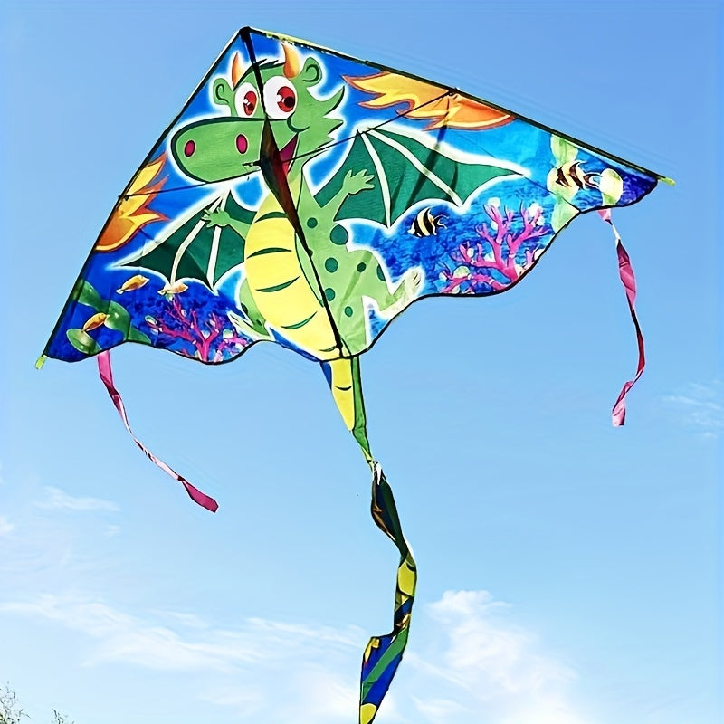 Géant 80in Dragon de Mer - Vert\u002FBleu\u002FJaune Vibrant en Polyester, Divertissement Extérieur Coloré avec Design de Dessin Animé - Cadeau de Noël Idéal pour le Plaisir à la Plage et au Parc