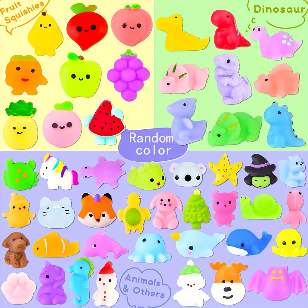 16\u002F24\u002F40pcs Kawaii Squishy Toys Bulk Set, Ensemble Mixte de Couleurs TPU Mochi Stress Relief Fidget Toys, Mini Squishies pour les Faveurs de Fête, les Prix de Classe, les Bonbons de Noël
