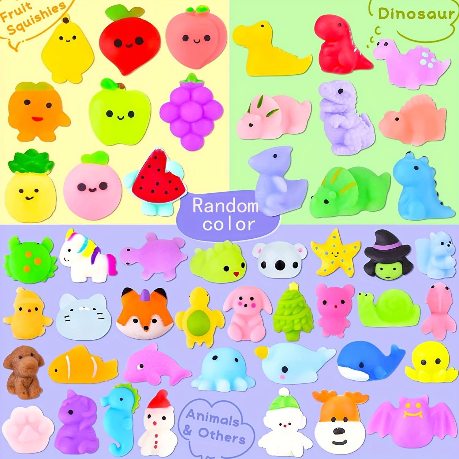 16\u002F24\u002F40pcs Kawaii Squishy Toys Bulk Set, Ensemble Mixte de Couleurs TPU Mochi Stress Relief Fidget Toys, Mini Squishies pour les Faveurs de Fête, les Prix de Classe, les Bonbons de Noël