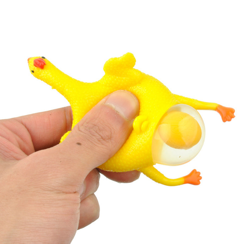 1pc Mini Porte-clés Poulet en Caoutchouc, Jouet de Pincement Amusant avec Œufs à Pondre, Cadeau de Blague Délicate pour Jeunes, Accessoires de Poulet