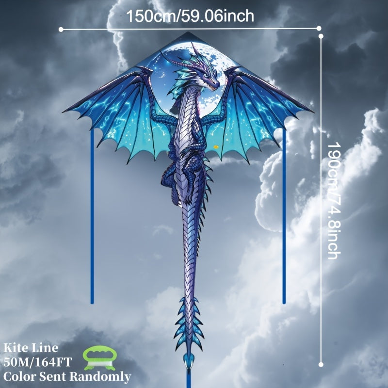 Cerf-volant Dragon de Glace Mystique - Coupe 3D, Polyester Résistant, Idéal pour les Loisirs en Extérieur (Plage & Parc), Cadeau Créatif pour les Fêtes, Parfait pour Noël et Thanksgiving