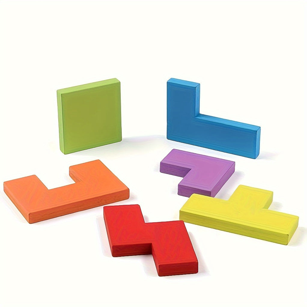 Jeu de puzzle en blocs de bois 3D coloré, casse-tête cérébral, cadeau idéal pour Pâques et Thanksgiving