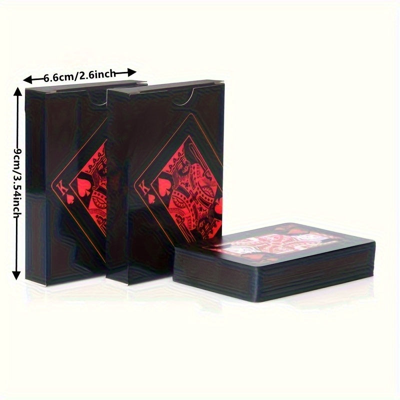 1 jeu de cartes magiques PVC imperméables rouges et noires - design vibrant, idéal pour les soirées jeux et le plaisir en famille