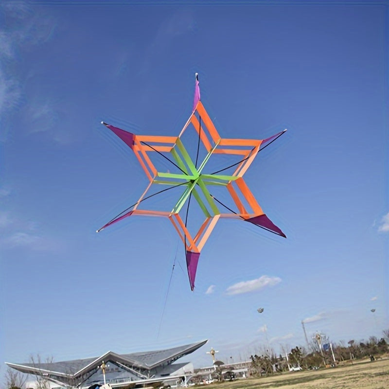 Cerf-volant polyédrique créatif 3D en forme de lotus, grand cerf-volant coloré en forme de lotus 3D, amusement de plein air haute performance, assemblage durable et facile, couleurs mélangées, matériau polyester, idéal pour les jeux de plage et de parc