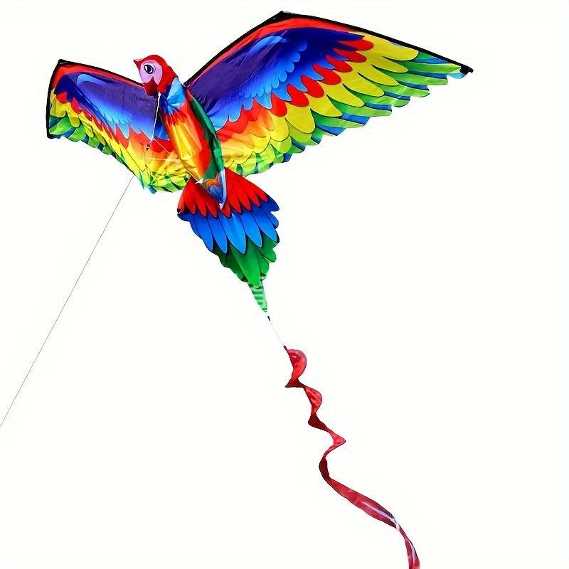 Cerf-volant perroquet 3D à une seule ligne avec queue et poignée, conçu pour le vol en extérieur, adapté aux adultes.