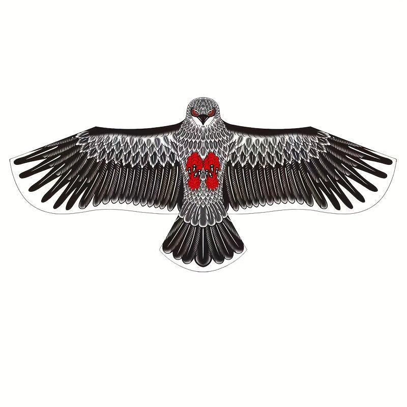 1pc Grande Cerf-Volant Aigle avec Plumes Vibrantes - Envergure de 3.9 pieds, Ligne Résistante de 98 pieds, Parfait pour la Plage, le Parc et les Activités Familiales en Plein Air