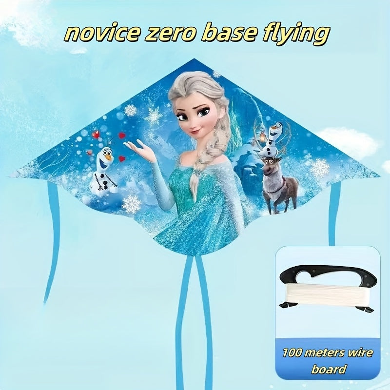 Volant de ciel blanc | Design Elsa & Olaf | Câble durable de 3937.01 pouces, matériau nylon fort | Idéal pour le parc et les activités en plein air | Parfait pour Noël et les fêtes