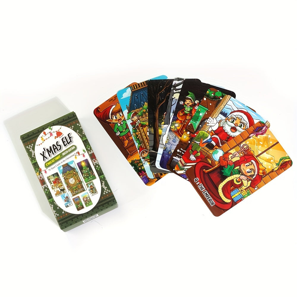 Tarot des Elfe de Noël Édition Verte - Taille Standard, Jeu de Cartes Stratégique pour le Plaisir de Noël, Herbe, Idéal pour Noël