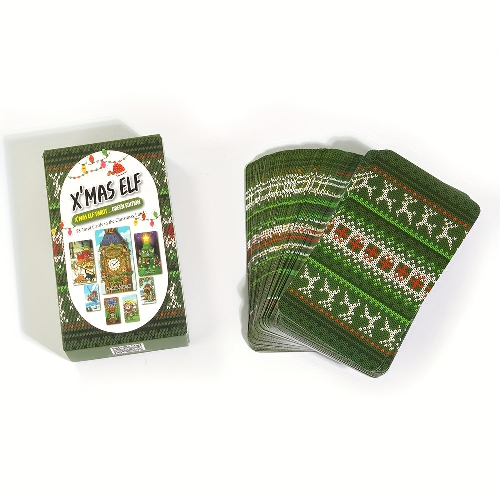 Tarot des Elfe de Noël Édition Verte - Taille Standard, Jeu de Cartes Stratégique pour le Plaisir de Noël, Herbe, Idéal pour Noël