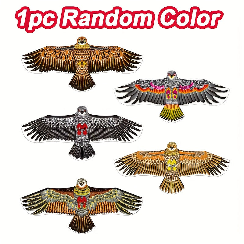 1pc Grande Cerf-Volant Aigle avec Plumes Vibrantes - Envergure de 3.9 pieds, Ligne Résistante de 98 pieds, Parfait pour la Plage, le Parc et les Activités Familiales en Plein Air