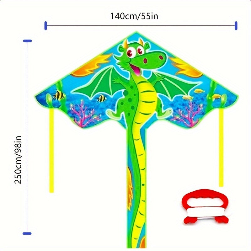 Géant 80in Dragon de Mer - Vert\u002FBleu\u002FJaune Vibrant en Polyester, Divertissement Extérieur Coloré avec Design de Dessin Animé - Cadeau de Noël Idéal pour le Plaisir à la Plage et au Parc