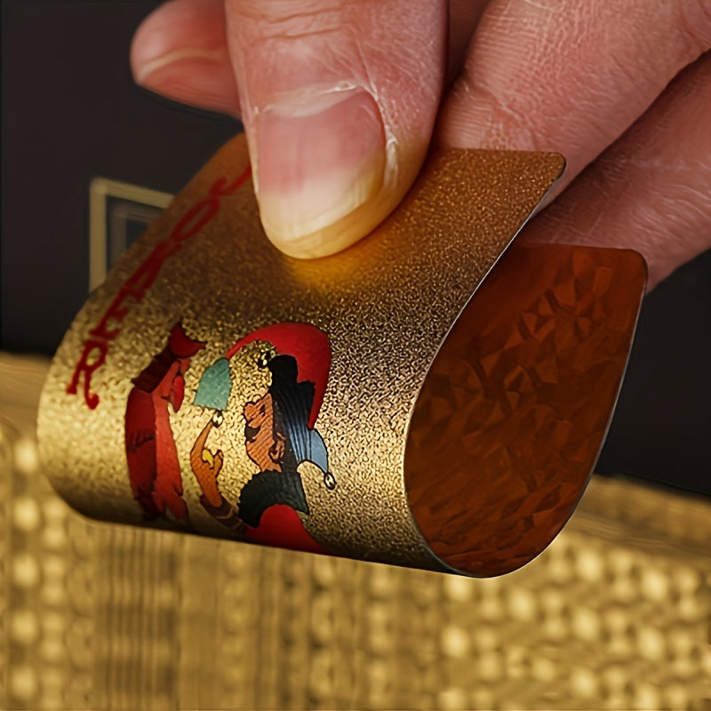 Cartes de poker en plastique imperméable avec feuille d'or noir, idéales pour les jeux de table et les collectionneurs