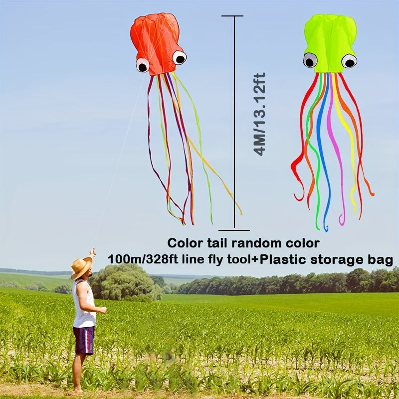 cerf-volant Pieuvre de 5 mètres\u002F4 mètres (outil de lâcher inclus) Weifang avec Queue Colorée Longue, Produit de Divertissement Sportif en Plein Air
