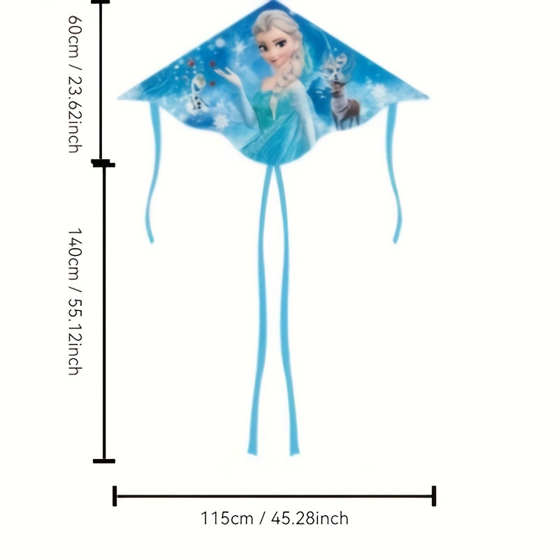 Volant de ciel blanc | Design Elsa & Olaf | Câble durable de 3937.01 pouces, matériau nylon fort | Idéal pour le parc et les activités en plein air | Parfait pour Noël et les fêtes
