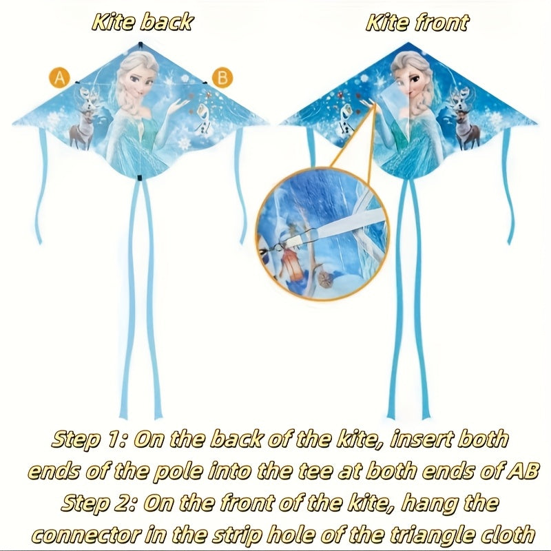 Volant de ciel blanc | Design Elsa & Olaf | Câble durable de 3937.01 pouces, matériau nylon fort | Idéal pour le parc et les activités en plein air | Parfait pour Noël et les fêtes