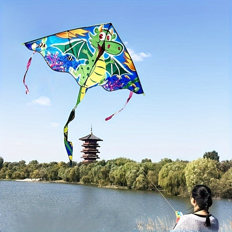 Géant 80in Dragon de Mer - Vert\u002FBleu\u002FJaune Vibrant en Polyester, Divertissement Extérieur Coloré avec Design de Dessin Animé - Cadeau de Noël Idéal pour le Plaisir à la Plage et au Parc