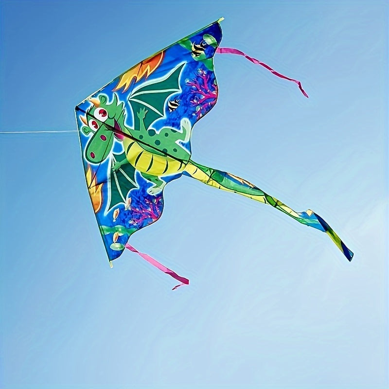 Géant 80in Dragon de Mer - Vert\u002FBleu\u002FJaune Vibrant en Polyester, Divertissement Extérieur Coloré avec Design de Dessin Animé - Cadeau de Noël Idéal pour le Plaisir à la Plage et au Parc