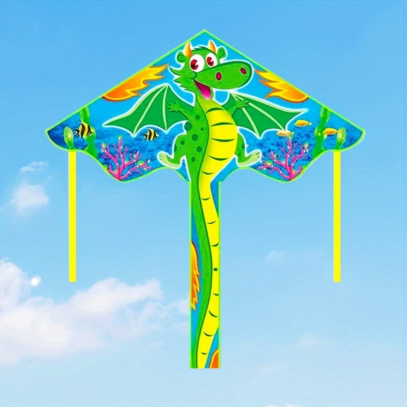 Géant 80in Dragon de Mer - Vert\u002FBleu\u002FJaune Vibrant en Polyester, Divertissement Extérieur Coloré avec Design de Dessin Animé - Cadeau de Noël Idéal pour le Plaisir à la Plage et au Parc