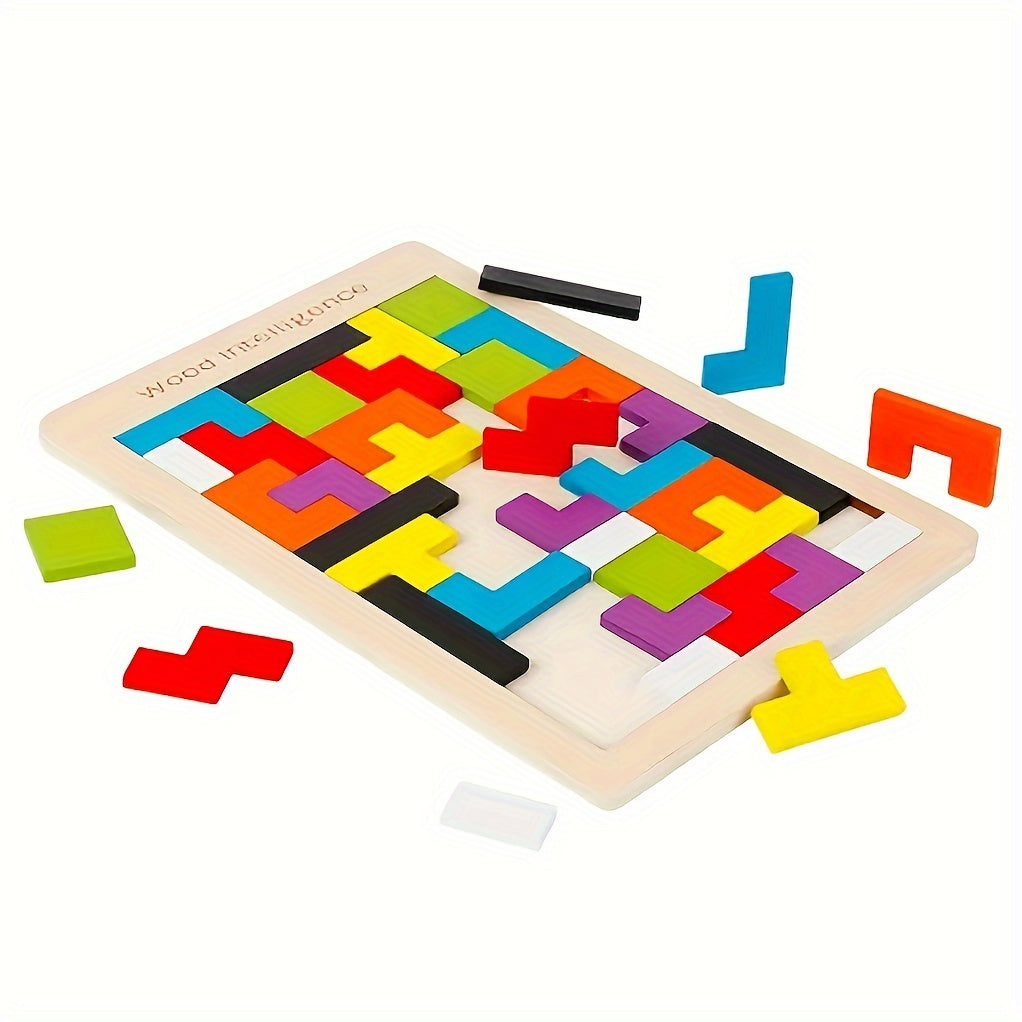Jeu de puzzle en blocs de bois 3D coloré, casse-tête cérébral, cadeau idéal pour Pâques et Thanksgiving