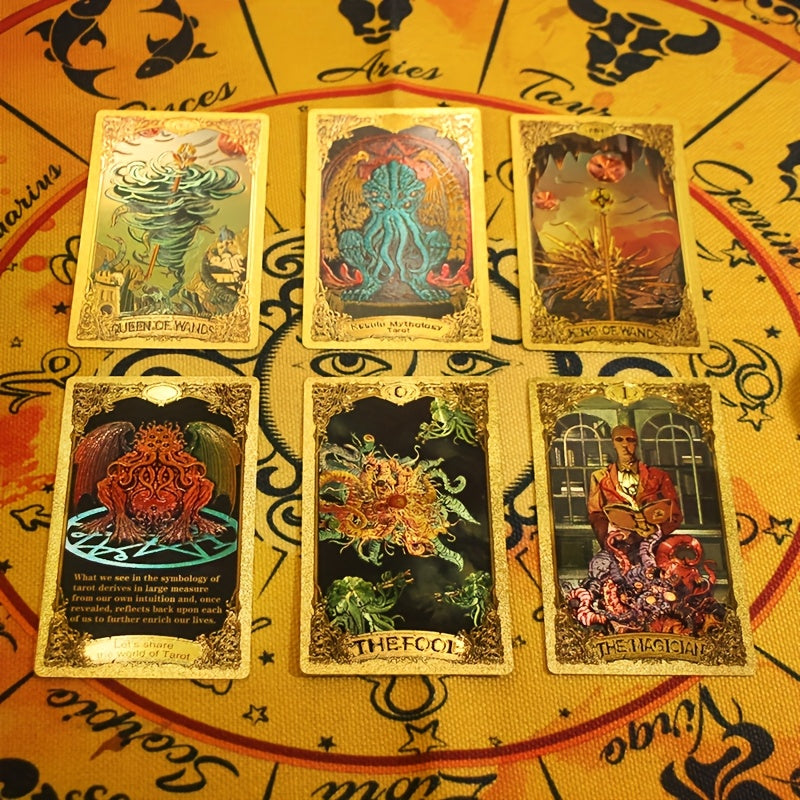 Enchanted Elegance Tarot Cards Game - Plastique imperméable et durable avec illustrations colorées, comprend un manuel d'instruction, idéal pour les débutants et les parties