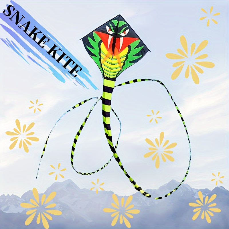 Cerf-volant Géant Cobra Vert avec Planche de Ligne Gratuite - Durable, Montage Facile pour le Plaisir en Extérieur - Parfait pour le Jeu sur la Plage & au Parc, Cadeau Idéal pour Halloween ou Noël, Meilleur pour Noël