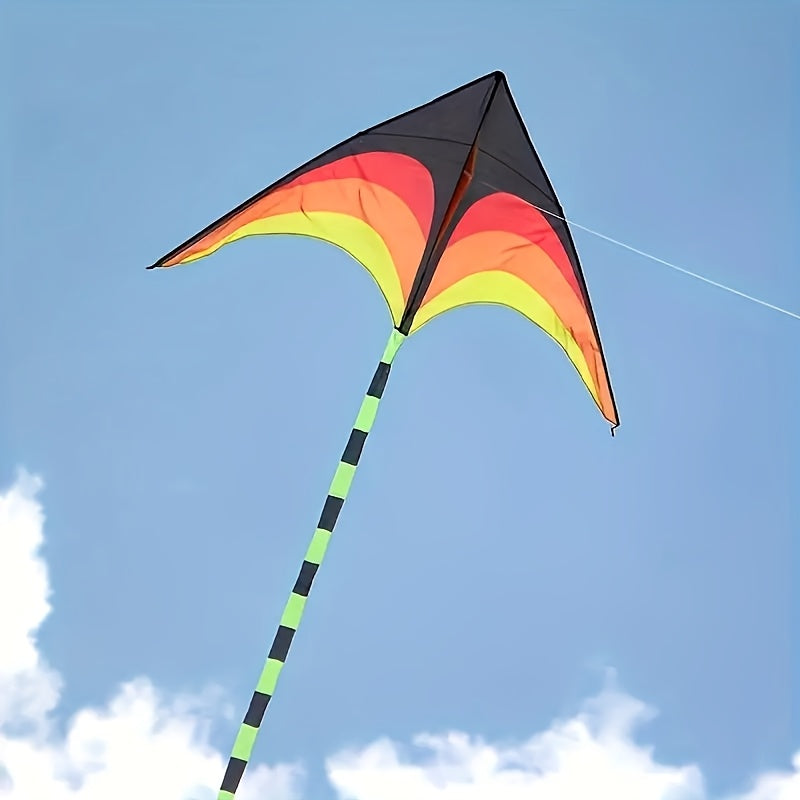 1pc Cerf-volant à Queue Longue en Diamants Dégradé de Couleurs - Polyester Durable pour Vol Extérieur sur Plage, Parc, Prairie - Âges 14+, Activités de Plage | Design Dégradé | Facile à Voler, Accessoires de Plage