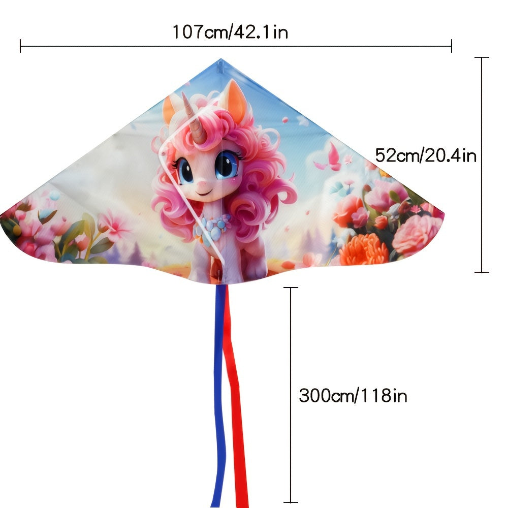 1 cerf-volant triangulaire à motif de dessin animé, comprenant une ligne de 1968.5 pouces, adapté aux divertissements de plein air et aux cadeaux de Noël.