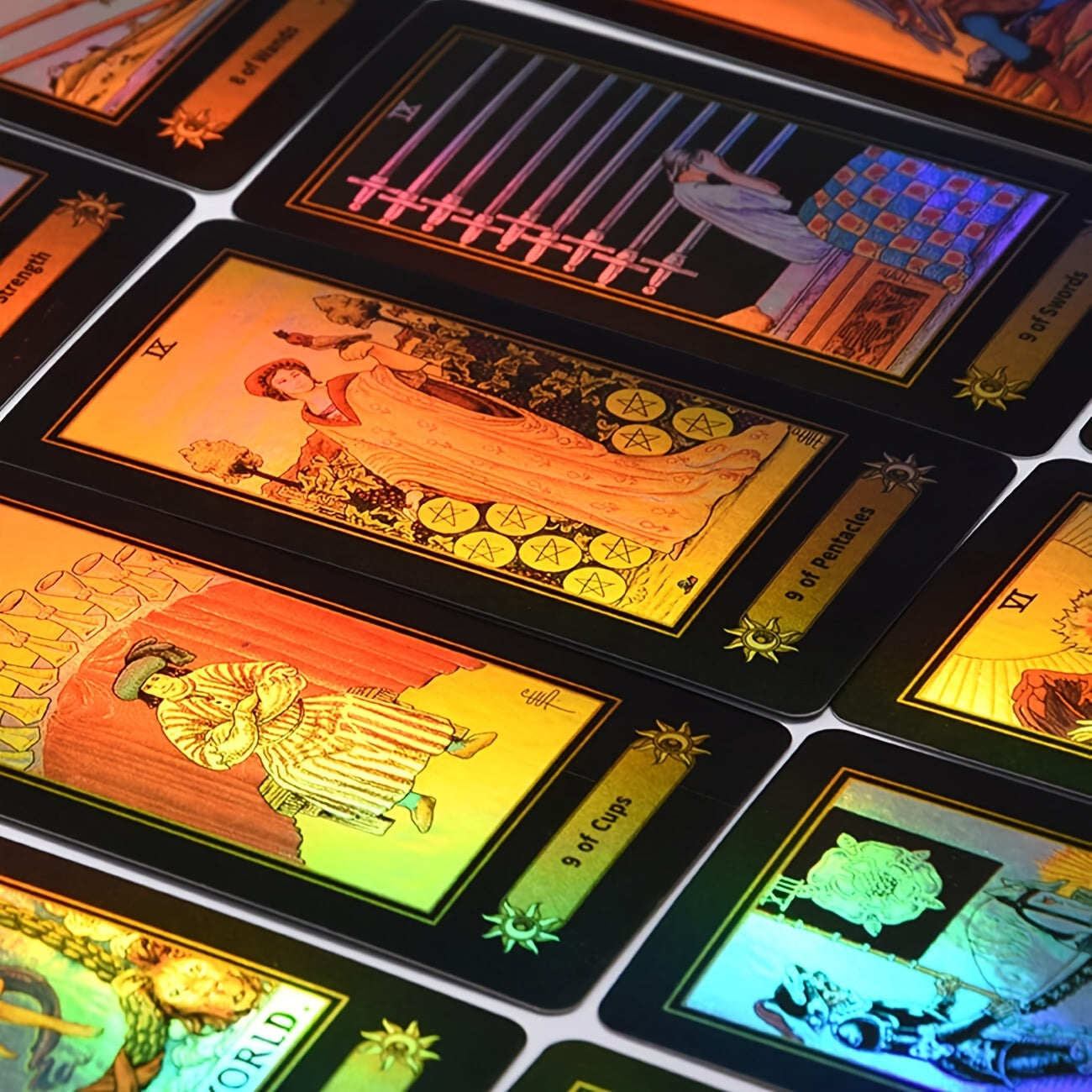 Jeu de Tarot, Ensemble de 78 Cartes Classiques avec Guide, Tapis de Constellation pour Autel et Pendule, Sac de Rangement Portable pour Cartes, Jouet de Divination Holographique pour Débutants et Lecteurs Experts (3pcs)