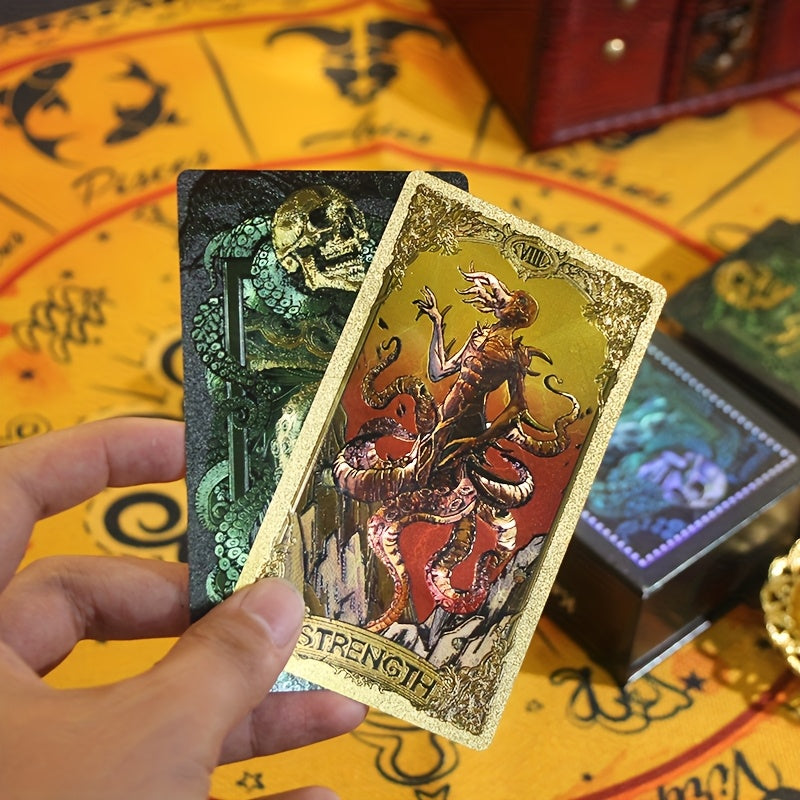 Enchanted Elegance Tarot Cards Game - Plastique imperméable et durable avec illustrations colorées, comprend un manuel d'instruction, idéal pour les débutants et les parties