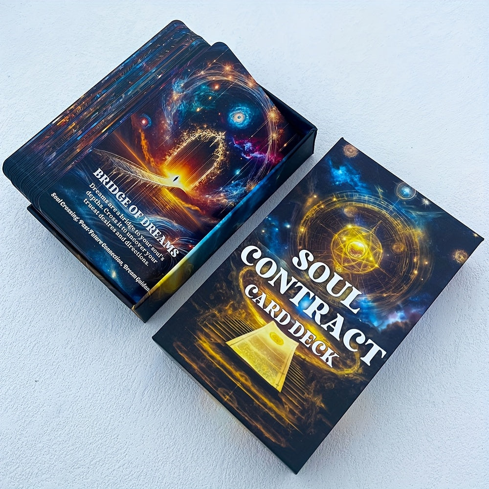 Cartes Oracle du Contrat de l'Âme, Cartes de Messages Spirituels, Cartes de Tarot de l'Âme, Cartes d'Information Mystérieuses, Divination, 4.72x2.76 pouces, 56-Cartes - Matériau en Carton