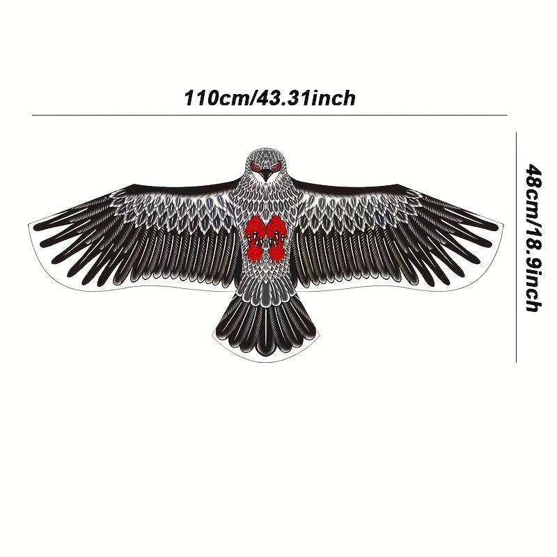 1pc Grande Cerf-Volant Aigle avec Plumes Vibrantes - Envergure de 3.9 pieds, Ligne Résistante de 98 pieds, Parfait pour la Plage, le Parc et les Activités Familiales en Plein Air