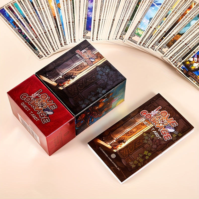 Cartes de Tarot Fantaisie KEPNOY Amour & Courage - Édition Standard de 78 Cartes pour Divination, Jeu de Fête et Prédiction de l'Avenir - Cadeau Idéal pour Halloween, Noël, Thanksgiving