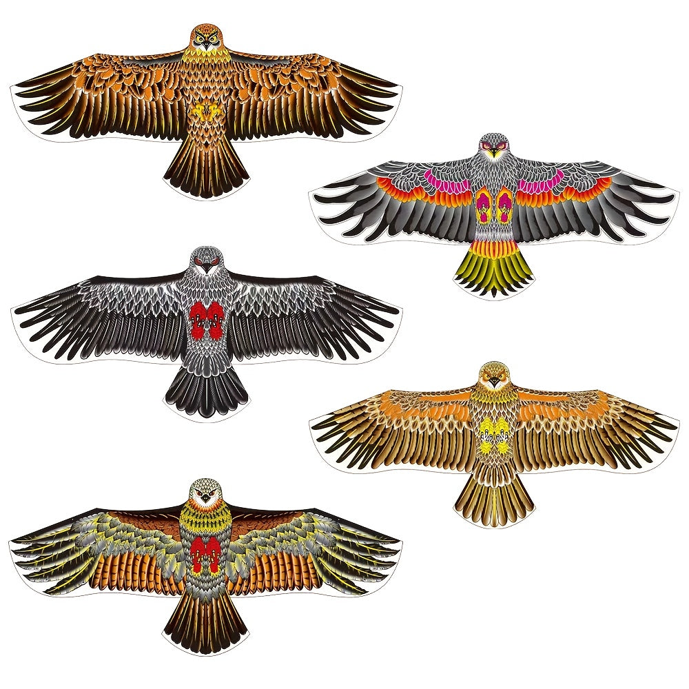 1pc Grande Cerf-Volant Aigle avec Plumes Vibrantes - Envergure de 3.9 pieds, Ligne Résistante de 98 pieds, Parfait pour la Plage, le Parc et les Activités Familiales en Plein Air