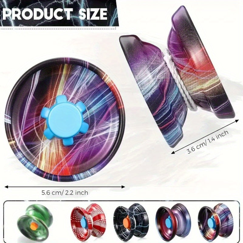 Yo-Yo en alliage avec finition métallique colorée, Yo-Yo à contrôle de corde pour garçons, couleur aléatoire, 1 pièce.