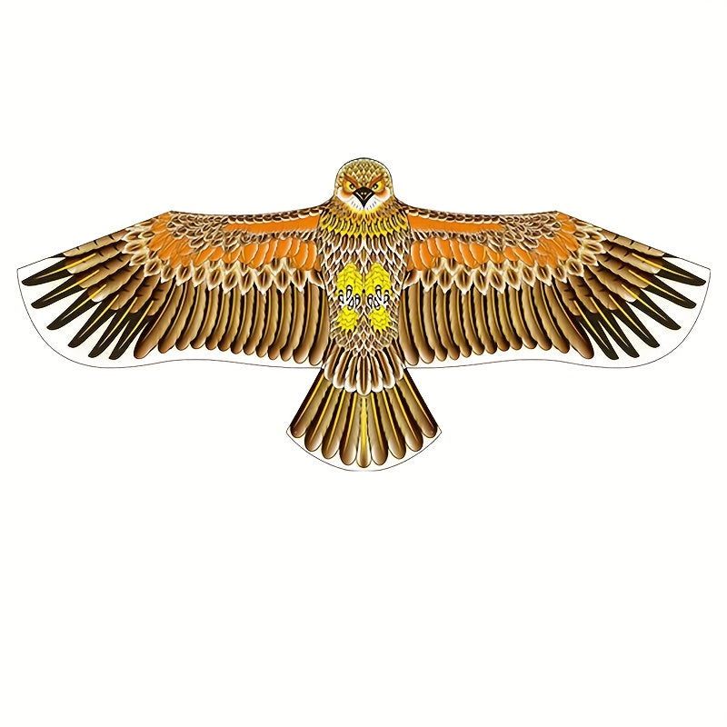 1pc Grande Cerf-Volant Aigle avec Plumes Vibrantes - Envergure de 3.9 pieds, Ligne Résistante de 98 pieds, Parfait pour la Plage, le Parc et les Activités Familiales en Plein Air