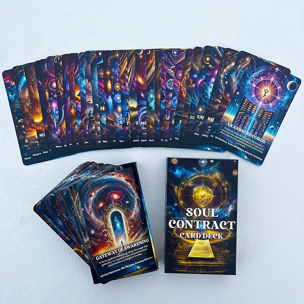 Cartes Oracle du Contrat de l'Âme, Cartes de Messages Spirituels, Cartes de Tarot de l'Âme, Cartes d'Information Mystérieuses, Divination, 4.72x2.76 pouces, 56-Cartes - Matériau en Carton