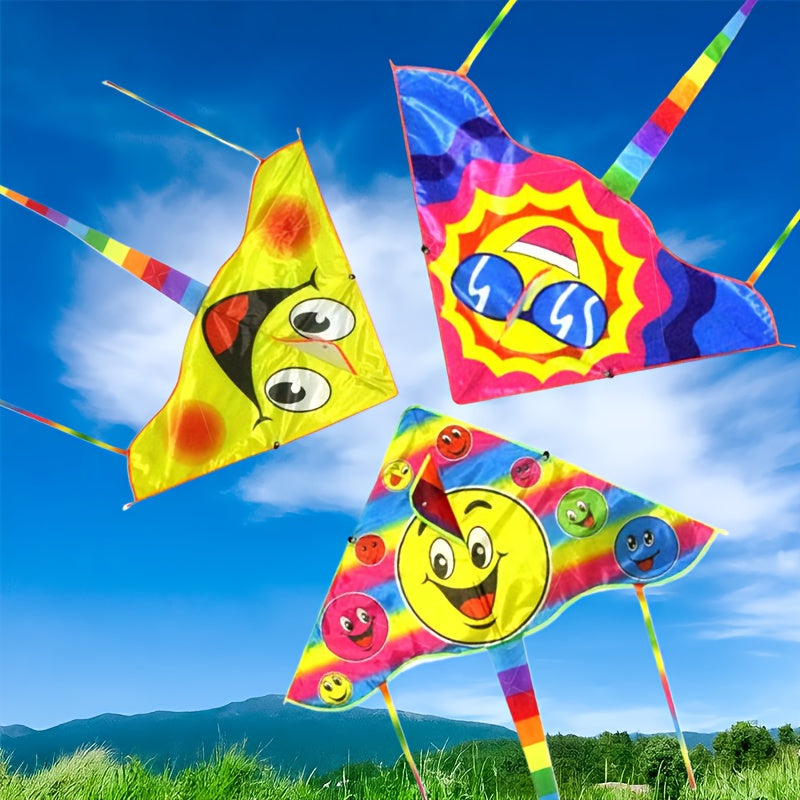 Cerf-volant série Sunshine 90 cm, motif joyeux, tissu résistant, idéal pour cadeaux entre amis, parcs, plages et sports aériens en plein air