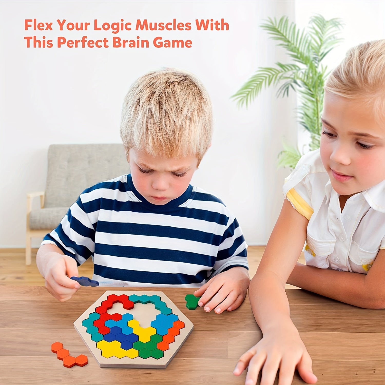 Puzzles en bois hexagonaux en 3D pour enfants, conçus comme jouets éducatifs. Ces jeux de Tangram sont parfaits pour tester l'intelligence et font des cadeaux de Noël et de vacances.