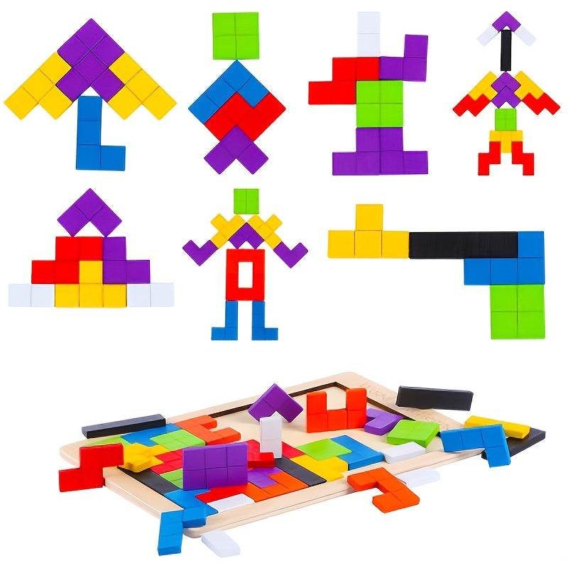 Jouet de puzzle 3D en bois coloré - \