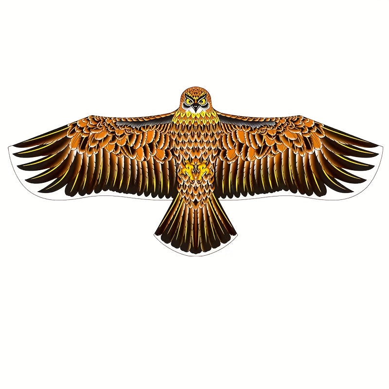 1pc Grande Cerf-Volant Aigle avec Plumes Vibrantes - Envergure de 3.9 pieds, Ligne Résistante de 98 pieds, Parfait pour la Plage, le Parc et les Activités Familiales en Plein Air